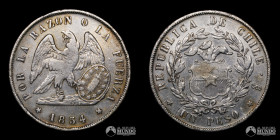 Chile, Santiago. 1 Peso "Montt". 1854.