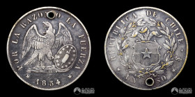 Chile, Santiago. 1 Peso "Montt". 1854.