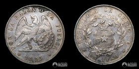 Chile, Santiago. 1 Peso "Montt". 1855.