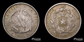 Chile, Santiago. 20 Centavos "Pechugon". 1863.