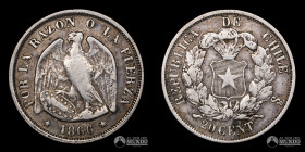Chile, Santiago. 20 Centavos "Pechugon". 1866.
