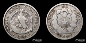 Chile, Santiago. 20 Centavos "Pechugon". 1866.