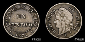 Chile, Santiago. 1 Centavo. 1871.