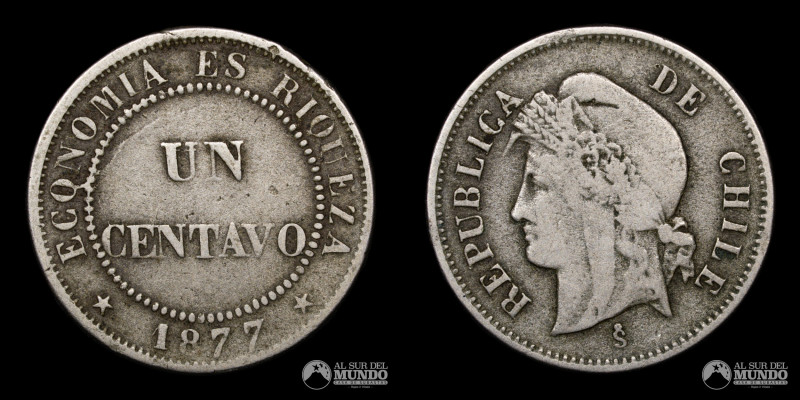 Chile, Santiago. 1 Centavo 1877. Cuproniquel; 21.3mm; 4.88g; (VF+)

Estimate: ...