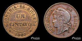 Chile, Santiago. 1 Centavo. 1887.