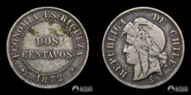 Chile, Santiago. 2 Centavos. 1872.