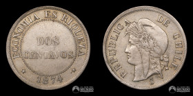 Chile, Santiago. 2 Centavos. 1874.