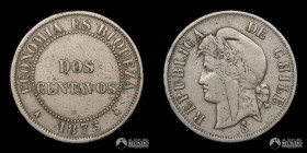 Chile, Santiago. 2 Centavos. 1875.