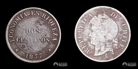 Chile, Santiago. 2 Centavos. 1877.