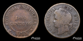 Chile, Santiago. 2 Centavos. 1883.