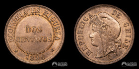 Chile, Santiago. 2 Centavos. 1890.