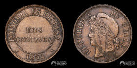Chile, Santiago. 2 Centavos. 1894.