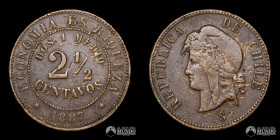 Chile, Santiago. 2 ½ Centavos. 1887.
