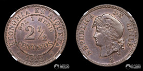 Chile, Santiago. 2 ½ Centavos. 1898. NGC MS63 BN.