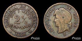 Chile, Santiago. 2 ½ Centavos. 1898.