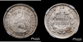 Chile, Santiago. ½ Decimo "Aguila". 1870. NGC UNC Details.