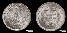 Chile, Santiago. ½ Decimo "Aguila" 1877.