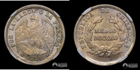 Chile, Santiago. ½ Decimo "Aguila". 1879. NGC MS64.