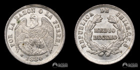 Chile, Santiago. ½ Decimo "Aguila". 1880.