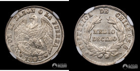 Chile, Santiago. ½ Decimo "Aguila". 1892/82. NGC MS65.