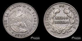 Chile, Santiago. ½ Decimo "Aguila". 1892.