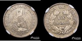 Chile, Santiago. 1 Decimo "Aguila". 1887. NGC MS62.