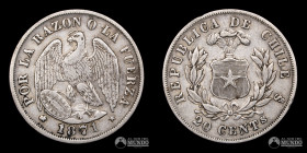 Chile, Santiago. 20 Centavos "Aguila". 1871.