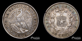 Chile, Santiago. 20 Centavos "Aguila". 1873.