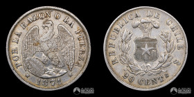 Chile. Santiago. 20 Centavos "Aguila". 1874.