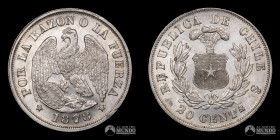 Chile, Santiago. 20 Centavos "Aguila". 1878.