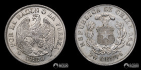 Chile. Santiago. 20 Centavos "Aguila". 1880.