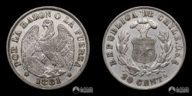 Chile. Santiago. 20 Centavos "Aguila". 1881.