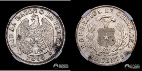Chile, Santiago. 20 Centavos "Aguila". 1893 (variante de guion bajo la "S"). NGC MS62.
