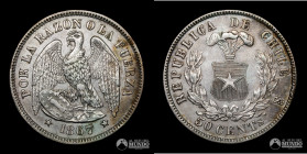 Chile, Santiago. 50 Centavos "Aguila". 1867.