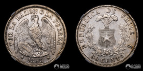 Chile, Santiago. 50 Centavos "Aguila". 1868. NGC AU50.