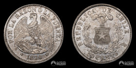 Chile, Santiago. 50 Centavos "Aguila". 1870.