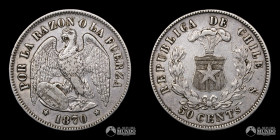 Chile, Santiago. 50 Centavos "Aguila". 1870.