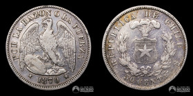 Chile, Santiago. 50 Centavos "Aguila". 1870.