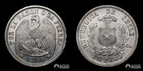 Chile, Santiago. 1 Peso "Aguila". 1869.