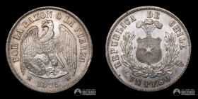 Chile, Santiago. 1 Peso "Aguila". 1875.
