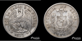 Chile, Santiago. 1 Peso "Aguila". 1875.