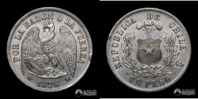 Chile, Santiago. 1 Peso "Aguila". 1876. NM.