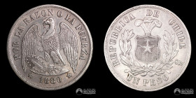 Chile, Santiago. 1 Peso "Aguila". 1880.