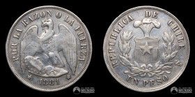 Chile, Santiago. 1 Peso "Aguila". 1881.