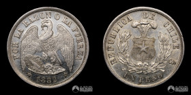 Chile, Santiago. 1 Peso "Aguila". 1882.