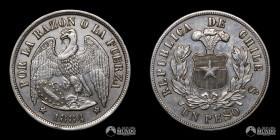 Chile, Santiago. 1 Peso "Aguila". 1884.