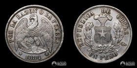 Chile, Santiago. 1 Peso "Aguila". 1884.