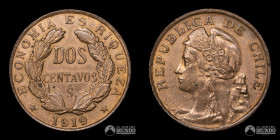 Chile, Santiago. 2 Centavos 1919.