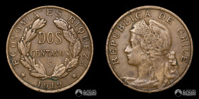 Chile, Santiago. 2 Centavos 1919.