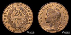 Chile, Santiago. 2 ½ Centavos 1904